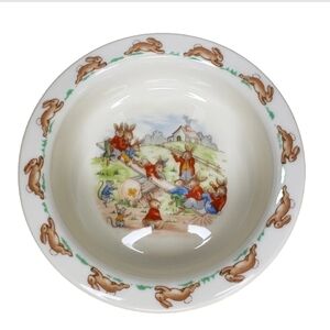 Bunnykins Royal Doulton Seasaw Bunnies Mice Farm Bowl English Fine Bone China
